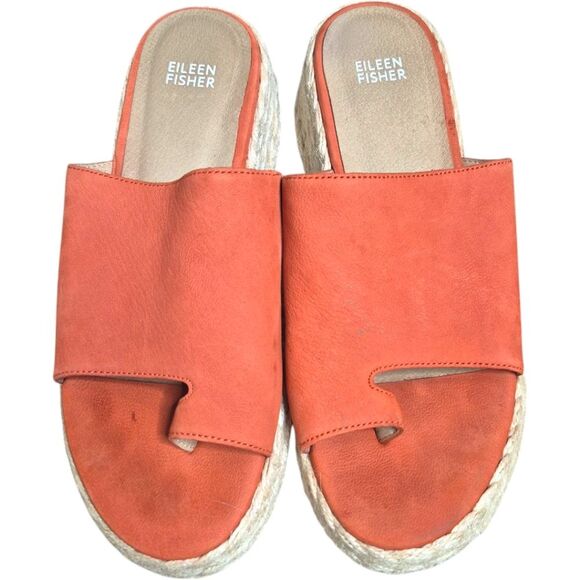 Eileen Fisher Tarry Toe Loop Espadrille Sandal Tangelo Orange Size 9 - Picture 1 of 6